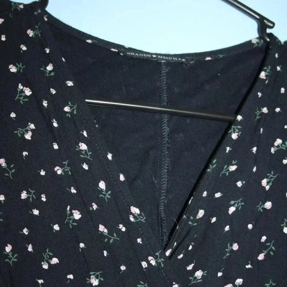 Brandy Melville Mini Floral Print Wrap Dress One Size - Picture 7 of 13
